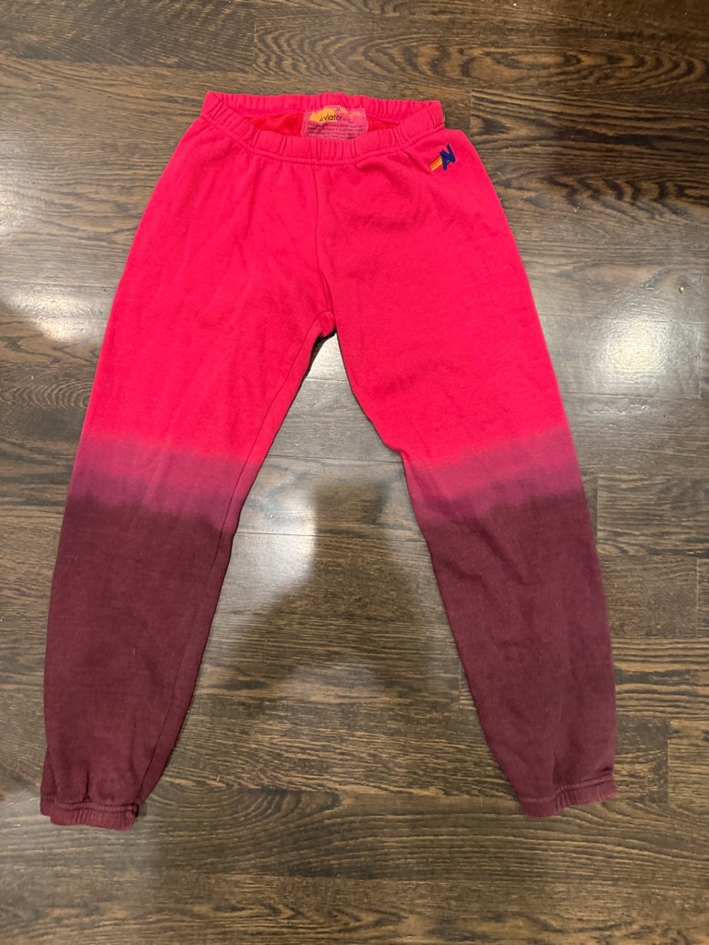 Aviator nation Pink to Burgundy Ombre Jogger Sweatpants